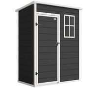 Outsunny 5' x 3' Garden Shed with Floor, Outdoor Storage Shed with Lockable Door, Window and Vent, Black
