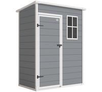 Outsunny 5' x 3' Garden Shed with Floor, Outdoor Storage Shed with Lockable Door, Window and Vent for Garden, Patio, Grey