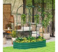 OUTSUNNY Galvanised Raised Garden Bed with Arch Trellis in Green | Size: XL Outsunny Green XL