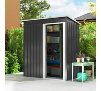 Outsunny 5 x 3ft Garden Storage Shed with Sliding Door and Sloped Roof, Outdoor Equipment Tool Shed for Backyard, Black, Black