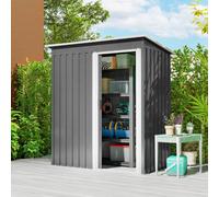 Outsunny 5 x 3ft Garden Storage Shed Sliding Door Sloped Roof Tool - Grey | TJ Hughes