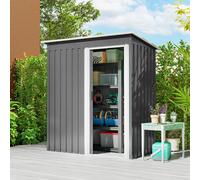 OUTSUNNY 5 x 3ft Garden Storage Shed Sliding Door Sloped Roof Tool, Grey in Light Grey Outsunny Light Grey