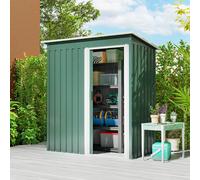 OUTSUNNY 5 x 3ft Garden Storage Shed Sliding Door Sloped Roof Tool in Green Outsunny Green