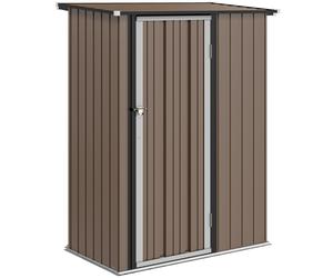 Outsunny 5 x 3ft Garden Storage Shed with Sloped Roof, Lockable Door for Tools and Equipment, Metallic, Brown Aosom UK