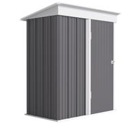 Outsunny Steel Garden Shed, Small Lean-to Shed for Bike Tool, 5x3 ft, Grey
