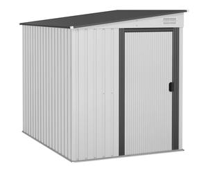 Outsunny 5 x 7FT Galvanised Metal Shed with Foundation, Lean to Tool Garden Shed with Sliding Doors and 2 Vents, White