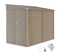 Outsunny 5 x 9ft Galvanised Metal Garden Shed with Foundation Kit - Brown | TJ Hughes