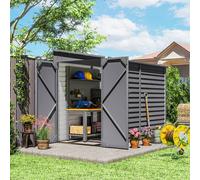 Outsunny 5 x 9ft Galvanised Metal Garden Shed with Foundation Kit, Grey, Grey