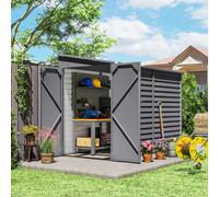 OUTSUNNY 5 x 9ft Galvanised Metal Garden Shed with Foundation Kit, Grey Outsunny Grey