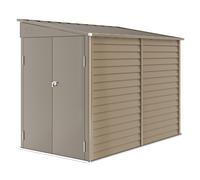 Outsunny 5 x 9ft Galvanised Metal Garden Shed with Foundation Kit, Outdoor Lean-to Shed, Tool Storage House with Lockable Doors, Gloves and 2 Air Vents for Patio, Garden, Brown
