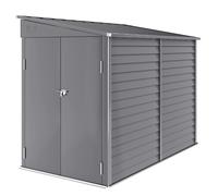 Outsunny 5 x 9ft Galvanised Metal Garden Shed with Foundation Kit, Outdoor Lean-to Shed, Tool Storage House with Lockable Doors, Gloves and 2 Air Vents for Patio, Garden, Grey