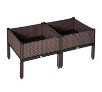 Outsunny 50cm x 50cm x 46.5cm Set of 2 Garden Raised Bed, Elevated Planter Box, Flower Vegetables Planting Container, Self-Watering Design Aosom UK