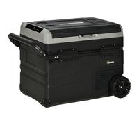 Outsunny 50L Car Refrigerator, Portable Compressor Cooler Box, Fridge Freezer w/ Inner LED Light, Foldable Handles, Cup Holders, 12/24V DC and 110-240V AC for Campervan RV Boat Travel Down to -20°C Bl