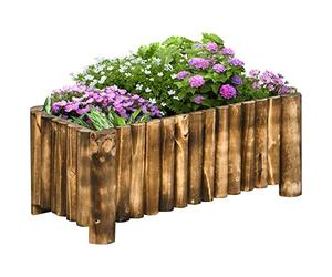 Outsunny 52L Raised Flower Bed Wooden Rectangular Planter Container Box Herb Pot Flower Pot 78L x 35W x 30H (cm)