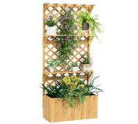 Outsunny 52L Wooden Planter with Trellis, Hanging Roof, Natural