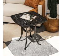 Outsunny 54 X 54Cm Aluminium Outdoor Garden Side Table W/ Umbrella Hole, Black Black