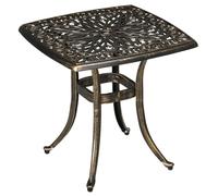 Outsunny 54x54cm Alum Garden Side Table w/ Umbrella Hole, Bronze - High Quality