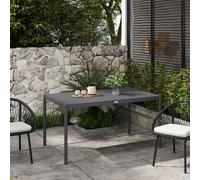 Outsunny 145cm Garden Table w/ Aluminium Frame, Slatted Design, Dark Grey, Grey
