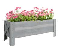 Outsunny 58L Raised Garden Bed, 100 x 36.5 x 36 cm, Grey | Planter Grow Containers, Outdoor Patio, Plant Flower Vegetable Pot, Fir Wood