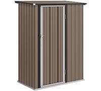 Outsunny Outdoor Storage Shed Steel Garden Shed with Lockable Door Brown