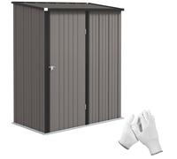 Outsunny 5ft x 3ft Lean to Garden Shed, Metal Outdoor Storage Shed with Single Lockable Door, Tool Storage Shed for Garden, Patio, Light Grey Grey