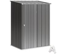 Outsunny 5ft x 3ft Lean to Garden Shed Metal Single Lockable Door Black | Metal Outdoor Storage Shed, Tool Storage Shed, for Garden, Patio
