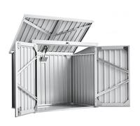 Outsunny 5ft x 3ft Metal Garden Shed, Storage Shed with Chain Lid, Waterproof Openable Front & Top Doors, Outdoor Storage Great for 2 Trash Bins, Garden Tools