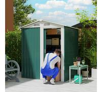 Outsunny 5ft x 4.3ft Outdoor Metal Storage Shed with Sliding Door - Green