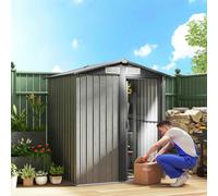 Outsunny 5ft x 4.3ft Outdoor Metal Storage Shed with Sliding Door - Light Grey