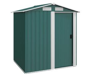 Outsunny 5ft x 4ft Garden Shed Metal Tool Storage Shed Green | Sliding Door, Sloped Roof, Foundation Kit, for Garden, Patio