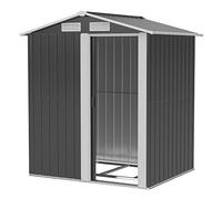 Outsunny 5ft x 4ft Garden Shed, Metal Tool Storage Shed with Sliding Door, Sloped Roof and Foundation Kit for Garden, Patio, Grey