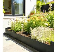 Outsunny 5pcs Garden Fence, No Dig Metal Outdoor Picket Fence Panels, Black