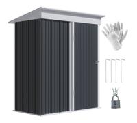 Outsunny Steel Garden Shed, Small Lean-to Shed for Bike Tool, 5x3 ft Dark Grey