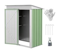Outsunny Steel Garden Shed, Small Lean-to Shed for Bike Tool, 5x3 ft, Green