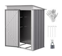 Outsunny Steel Garden Shed, Small Lean-to Shed for Bike Tool, 5x3 ft, Grey
