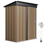 Steel Garden Shed, Small Lean-to Shed for Bike, 5x3 ft Brown