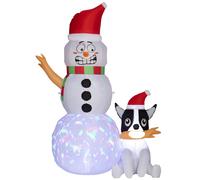 Outsunny 6.2FT Christmas Inflatable Snowman with Dog, Christmas Blow Up Outdoor LED Display for Garden Party Aosom UK