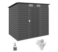Outsunny 6.3 x 4.3FT Garden Shed, Galvanised Metal Shed, Easy to Assemble, Outdoor Tool Storage Shed with Pent Roof, Lockable Door and 2 Vents, Grey Grey