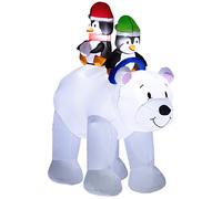 Outsunny 6.4FT Christmas Inflatable Two Penguins Riding on Polar Bear, Christmas Blow Up Outdoor LED Display for Garden Party Aosom UK