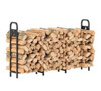 Outsunny Steel Firewood Log Rack, 300 Kg Indoor Outdoor Fireplace Log Holder In Black Black