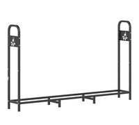 Outsunny 6.5 FT Steel Firewood Log Rack with 300 kg Capacity, Heavy Duty Indoor Outdoor Fireplace Wood Storage Shelf, Log Holder/Stand with Extra Support Legs, Decorative Bonfire Pattern, Black