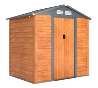 Outsunny Garden Shed Tools Storage Overlap Construction Sliding Door Brown Woode