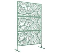 Outsunny 6.5FT Decorative Garden Privacy Screen, Leaf Style, Green | Metal Freestanding Outdoor Divider with Stand, Decorative Privacy Panel, Expansion Screws, Garden Pool Hot Tub