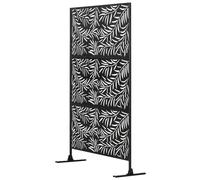 Outsunny 6.5ft Metal Privacy Screen w/ Stand, Expand Screws, Black