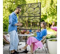 Outsunny 6.5ft Metal Privacy Screen w/ Expansion Leaf Style, Black