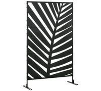Outsunny 6.5FT Metal Outdoor Privacy Screen Panel with Stand, Banana Leaf Style