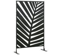 Outsunny 6.5Ft Metal Outdoor Privacy Screen Panel With Stand, Banana Leaf Style