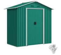 Outsunny 6.5ft x 3.5ft Garden Storage Shed, Large Metal Shed for Outdoor Storage with Double Sliding Doors and 4 Vents, Green Green