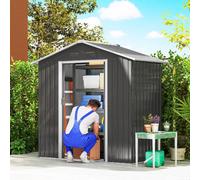 Outsunny 6.5Ft X 3.5Ft Garden Storage Shed, Large Metal Shed In Dark Grey Dark Grey
