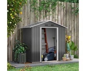 Outsunny 6.5X3.5Ft Metal Garden Shed For Garden And Outdoor Storage, Dark Grey